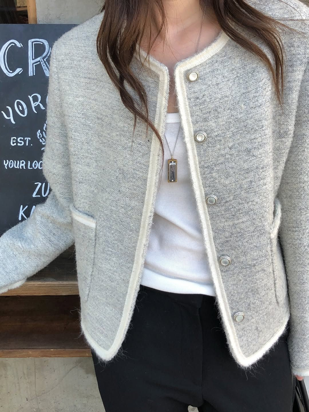 rowen contrast tweed jacket