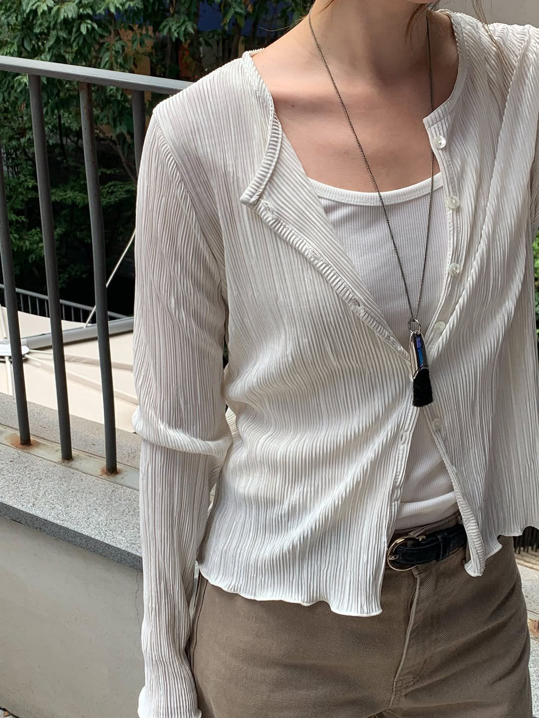 Emile frill pleats cardigan-3col