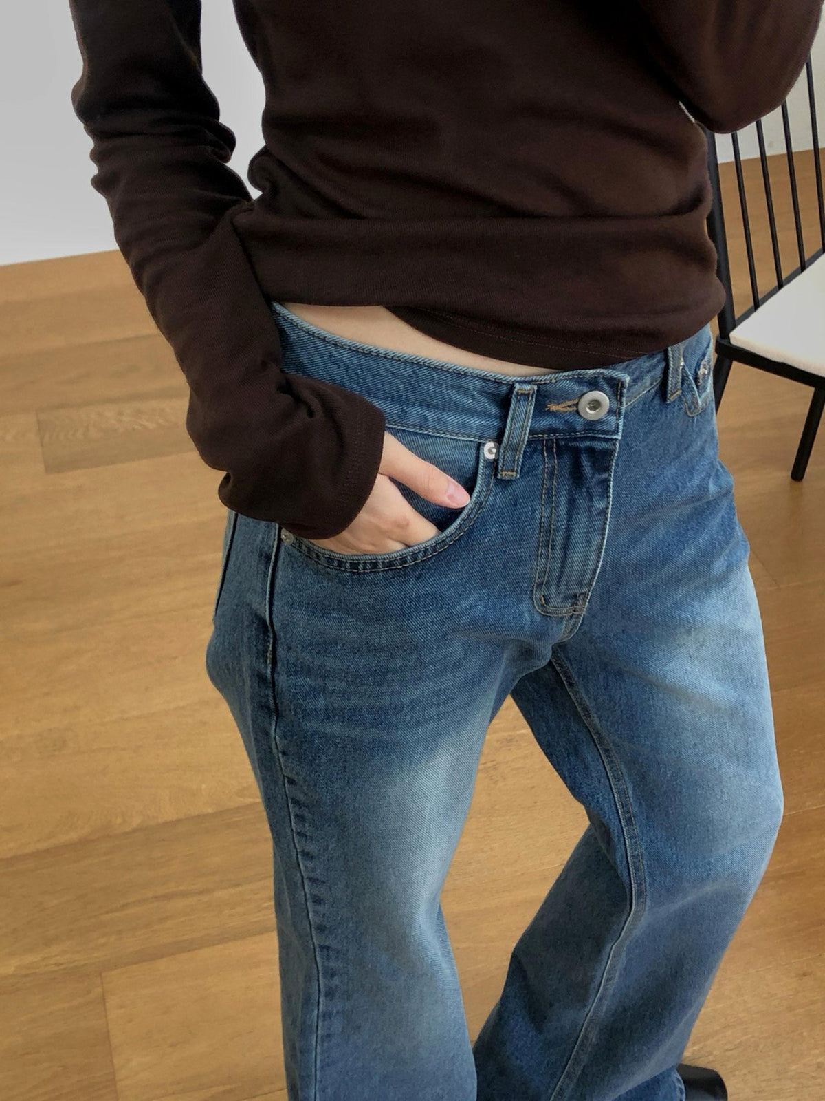 rise bootcut denim