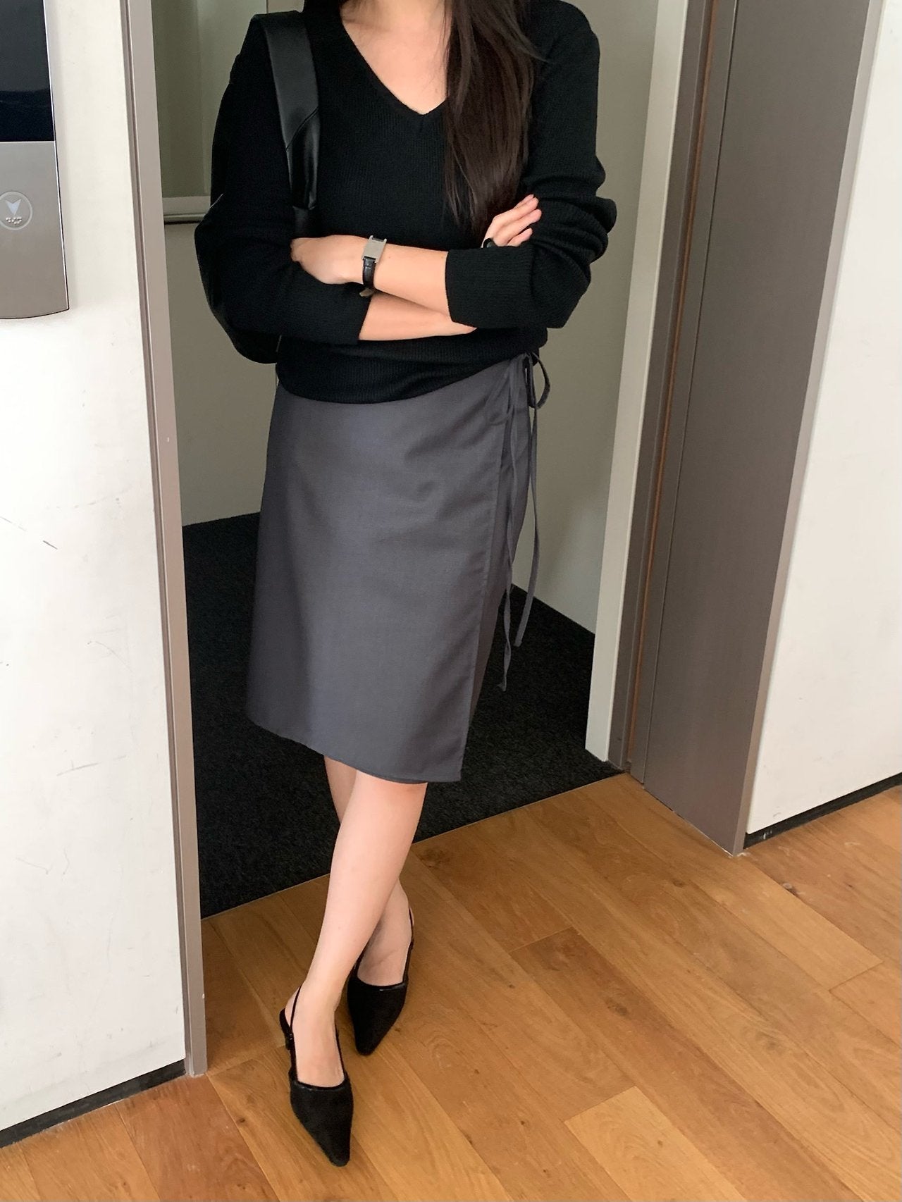 Sandy wrap skirt-2col