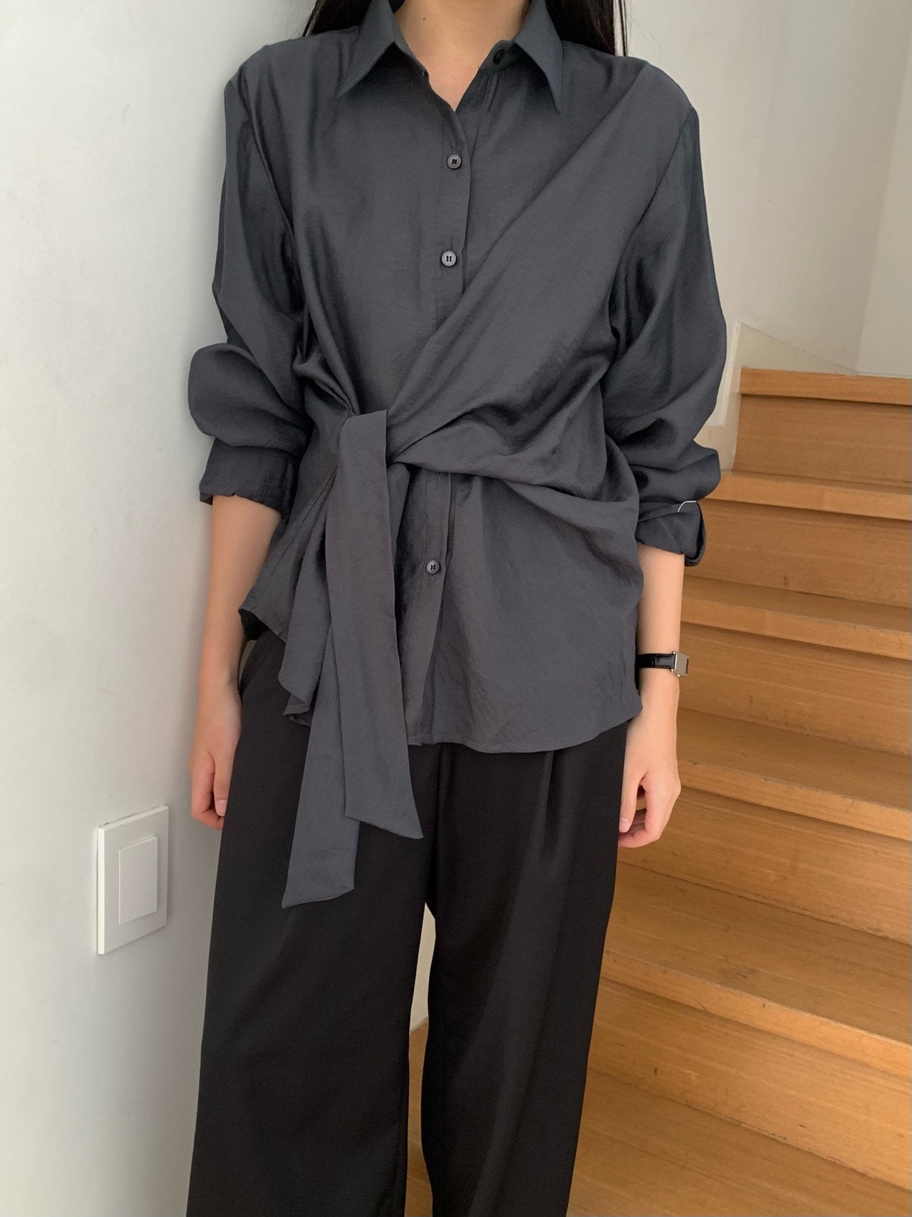 Veil wrap blouse-2col