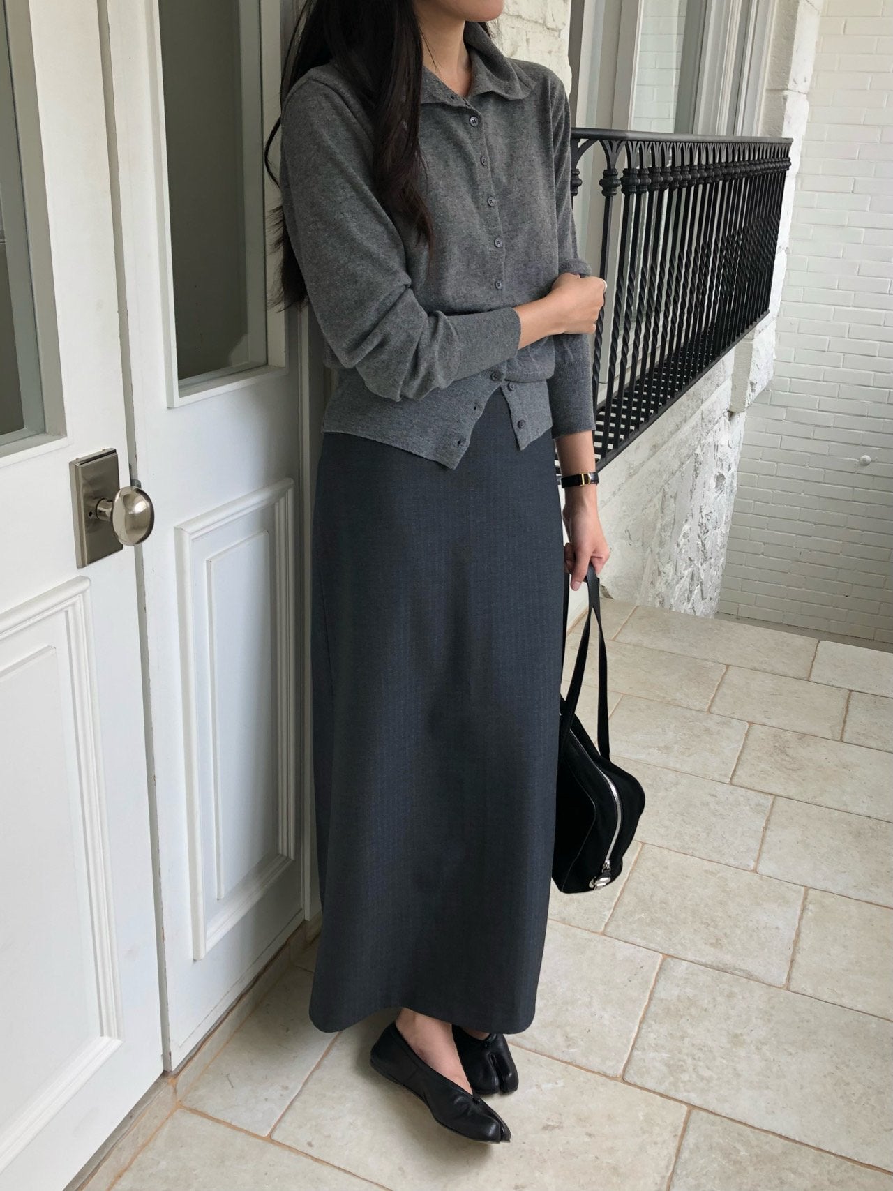 High-neck cash cardigan-3col