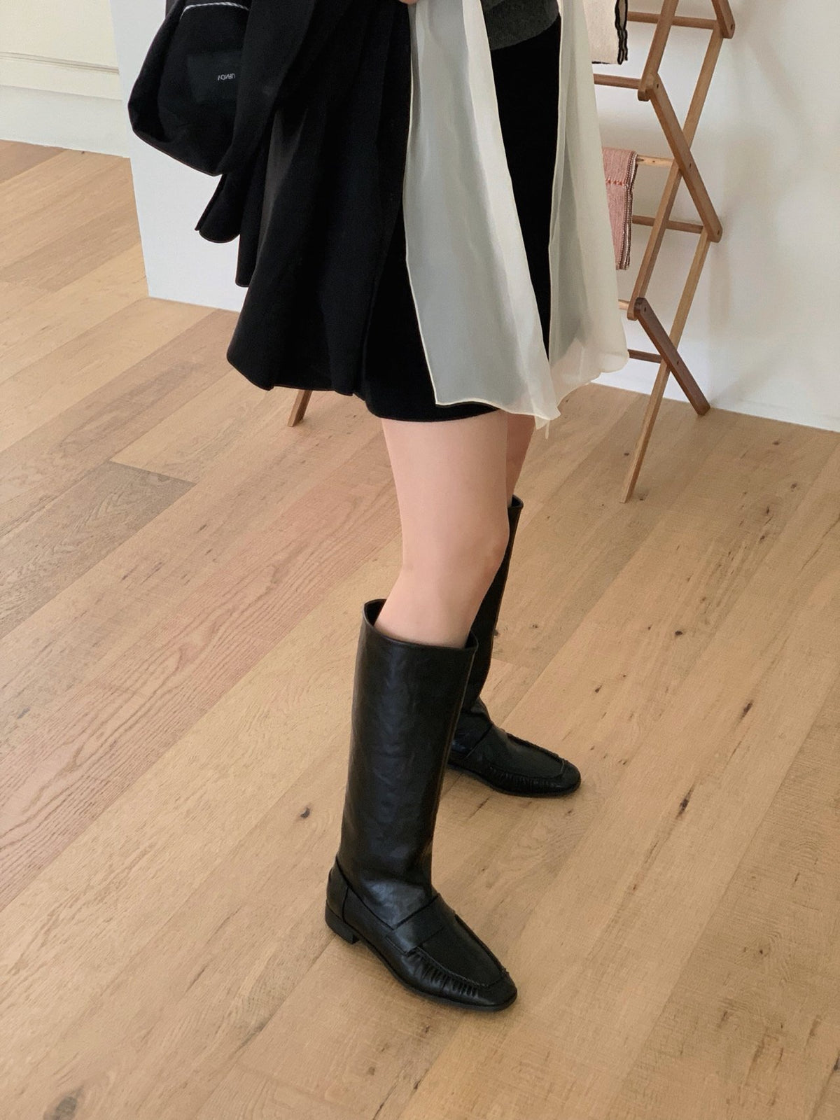 classic shirring loafer boots-2col