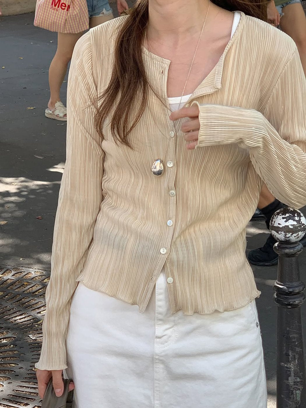 Emile frill pleats cardigan-3col