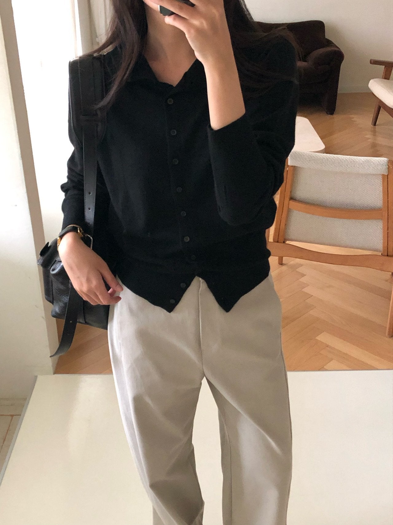 High-neck cash cardigan-3col