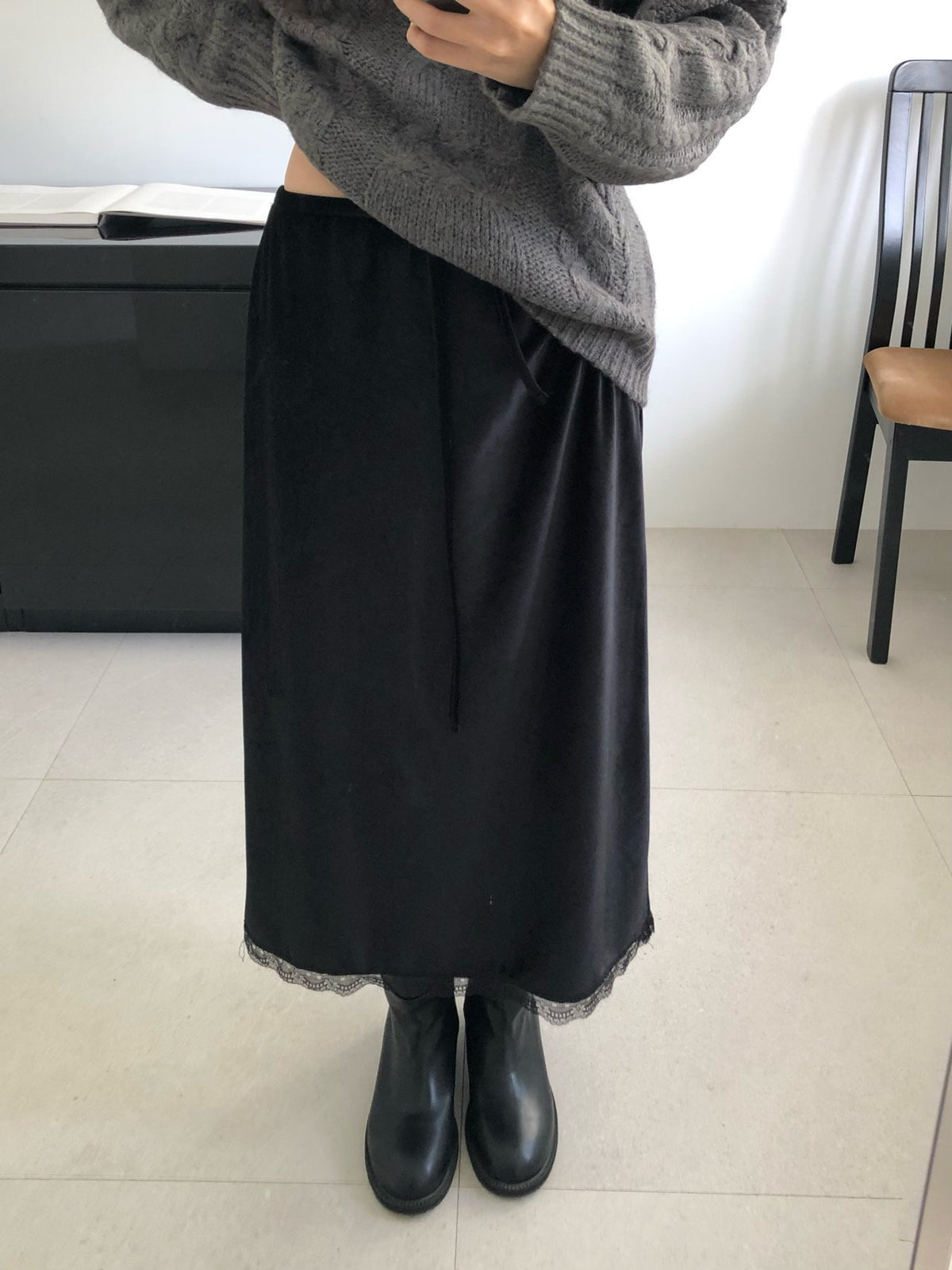 rendy velvet skirt-2col