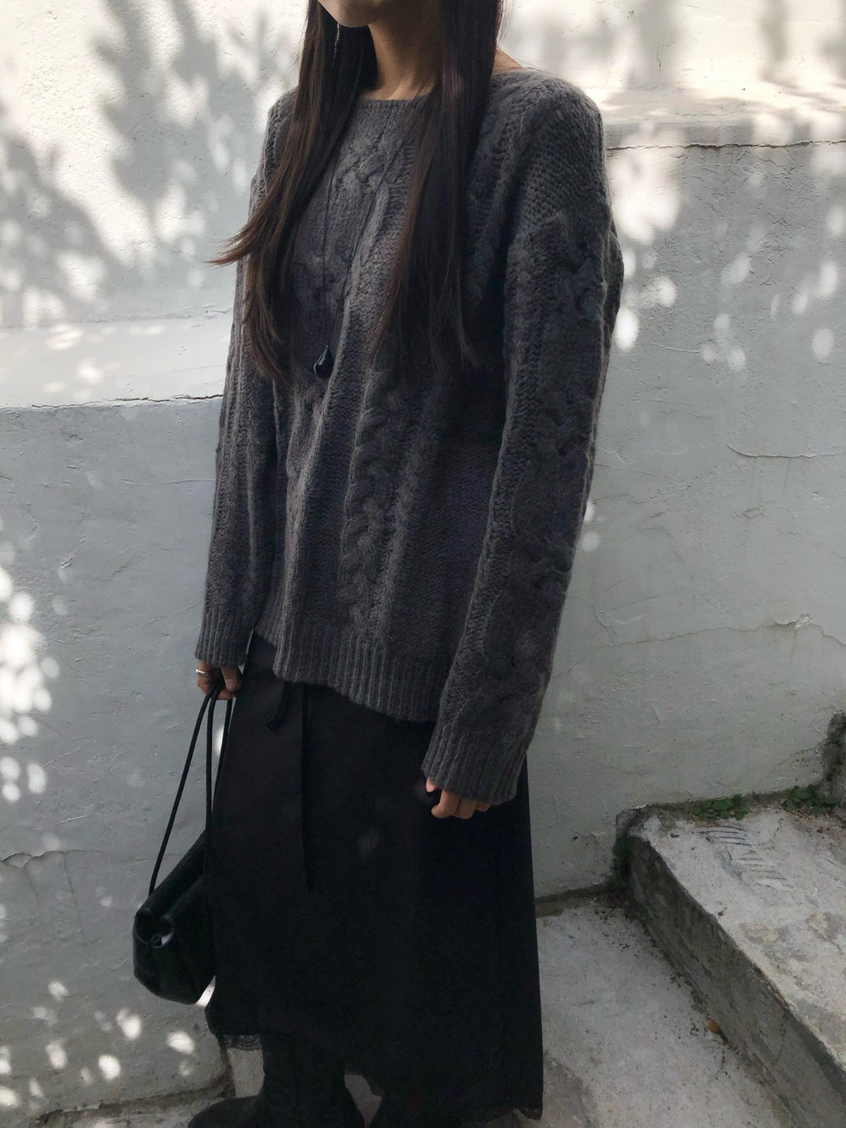 mohair cable knit-2col