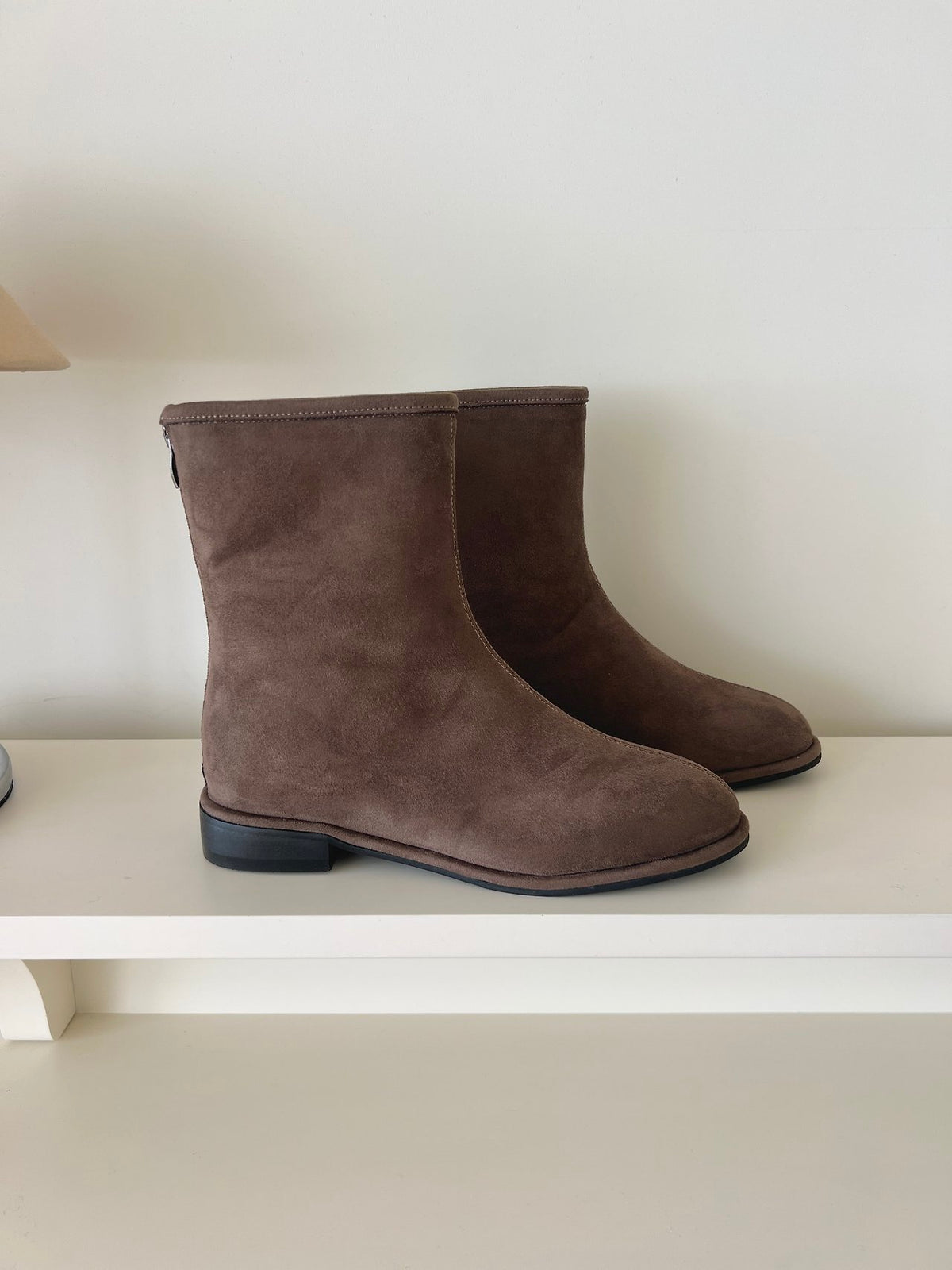 Suede Back-Zip Mid Boots-3col