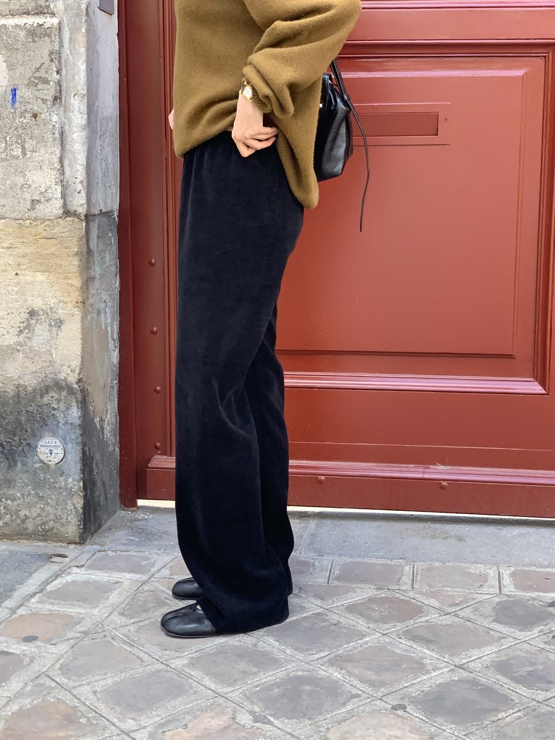 Velour corduroy banding pants-4col