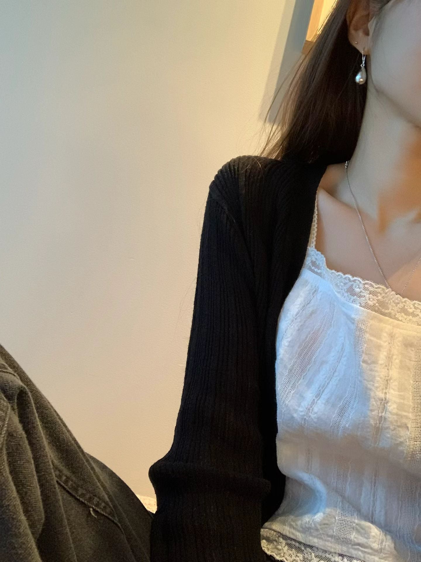 Ounce ecru rib v cardigan-3col