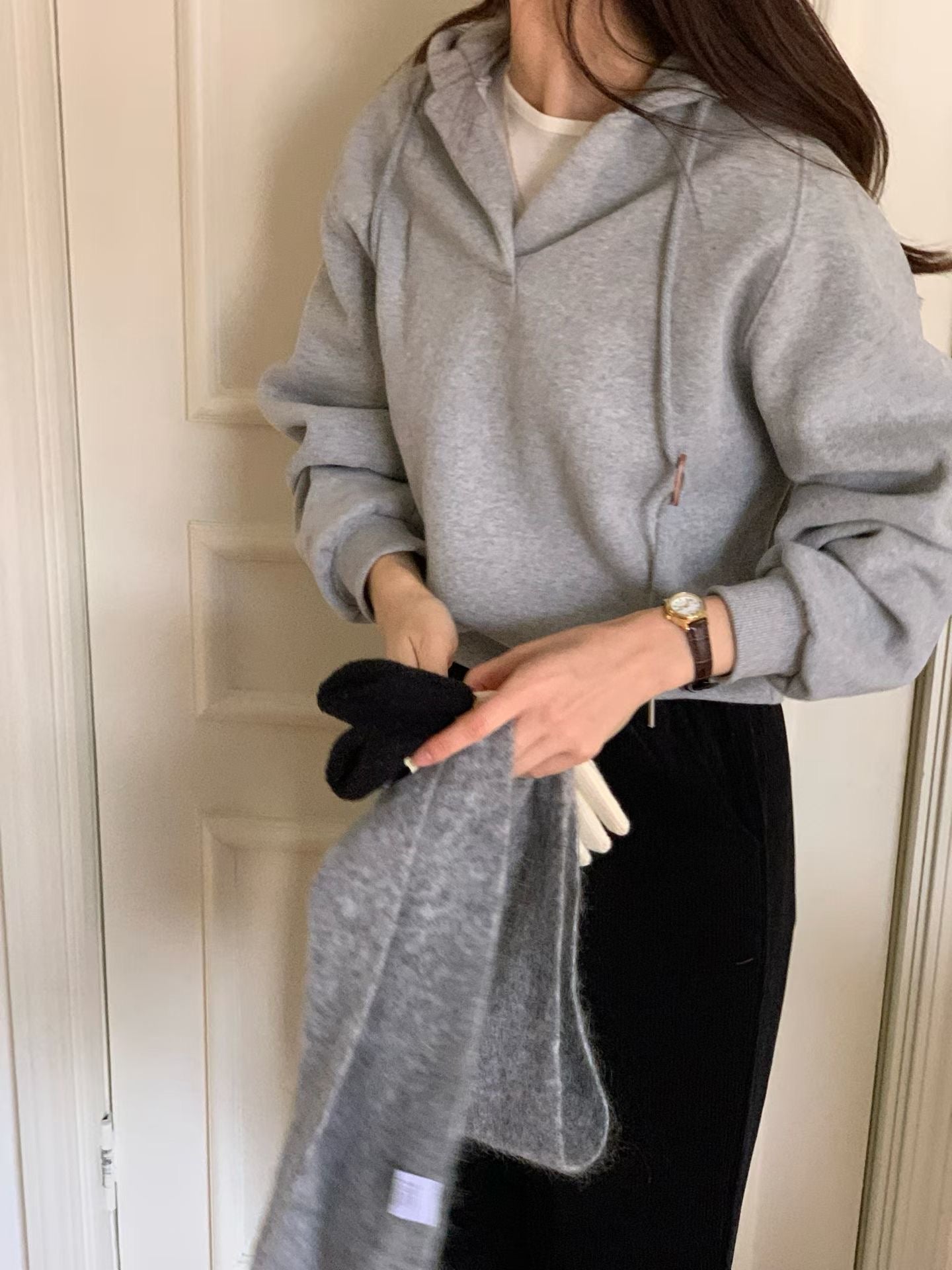 London wool gimo hood T-4col