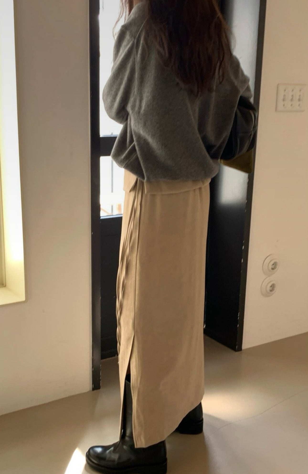 folding suede skirt-3col