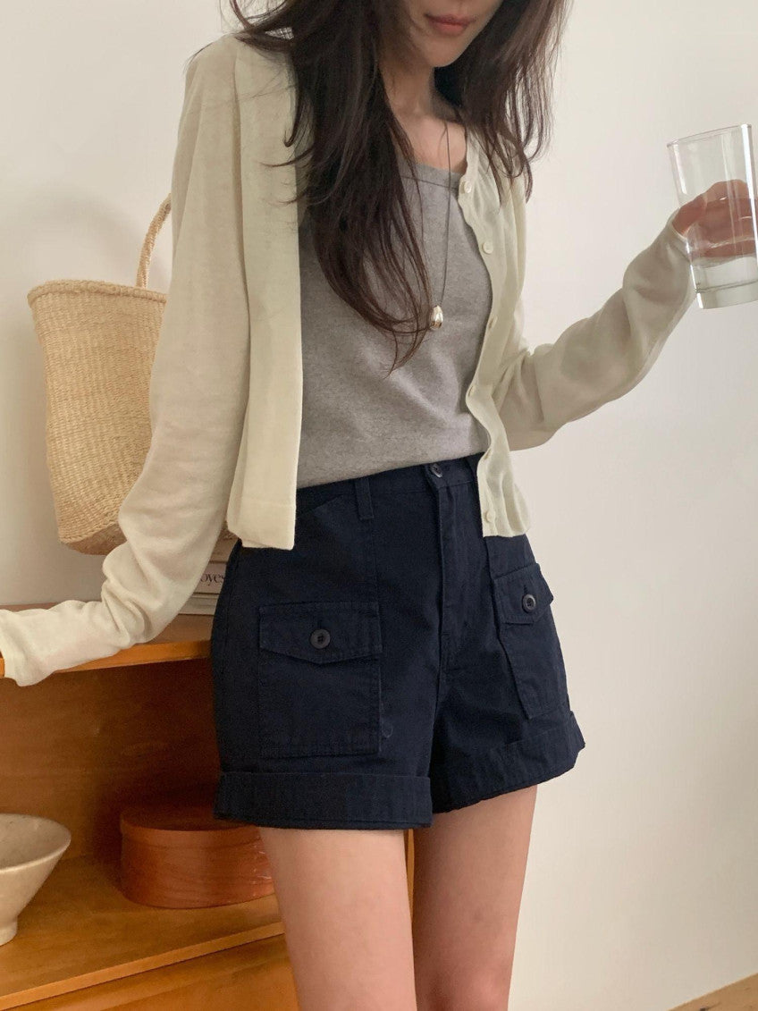 Oxford half pants-2col