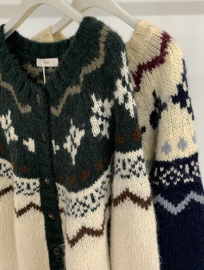 jacquard alpaca cardigan-2col