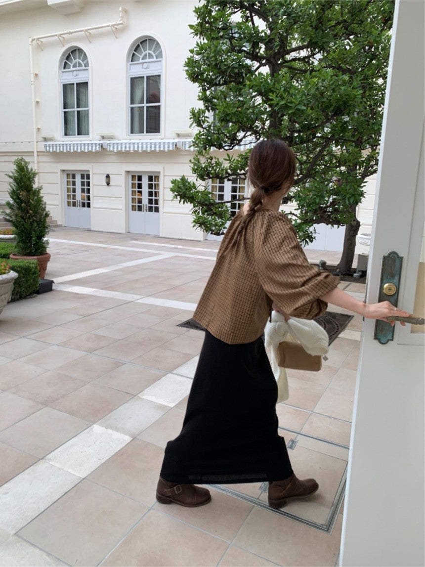 check balloon blouse-2col