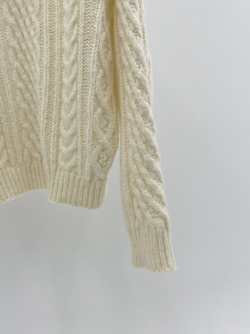 French alpaca cable round knit-3col