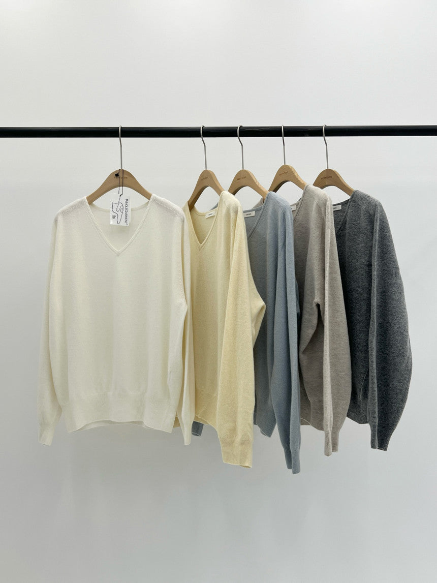 Adele wholegar cash v-neck knit-5col