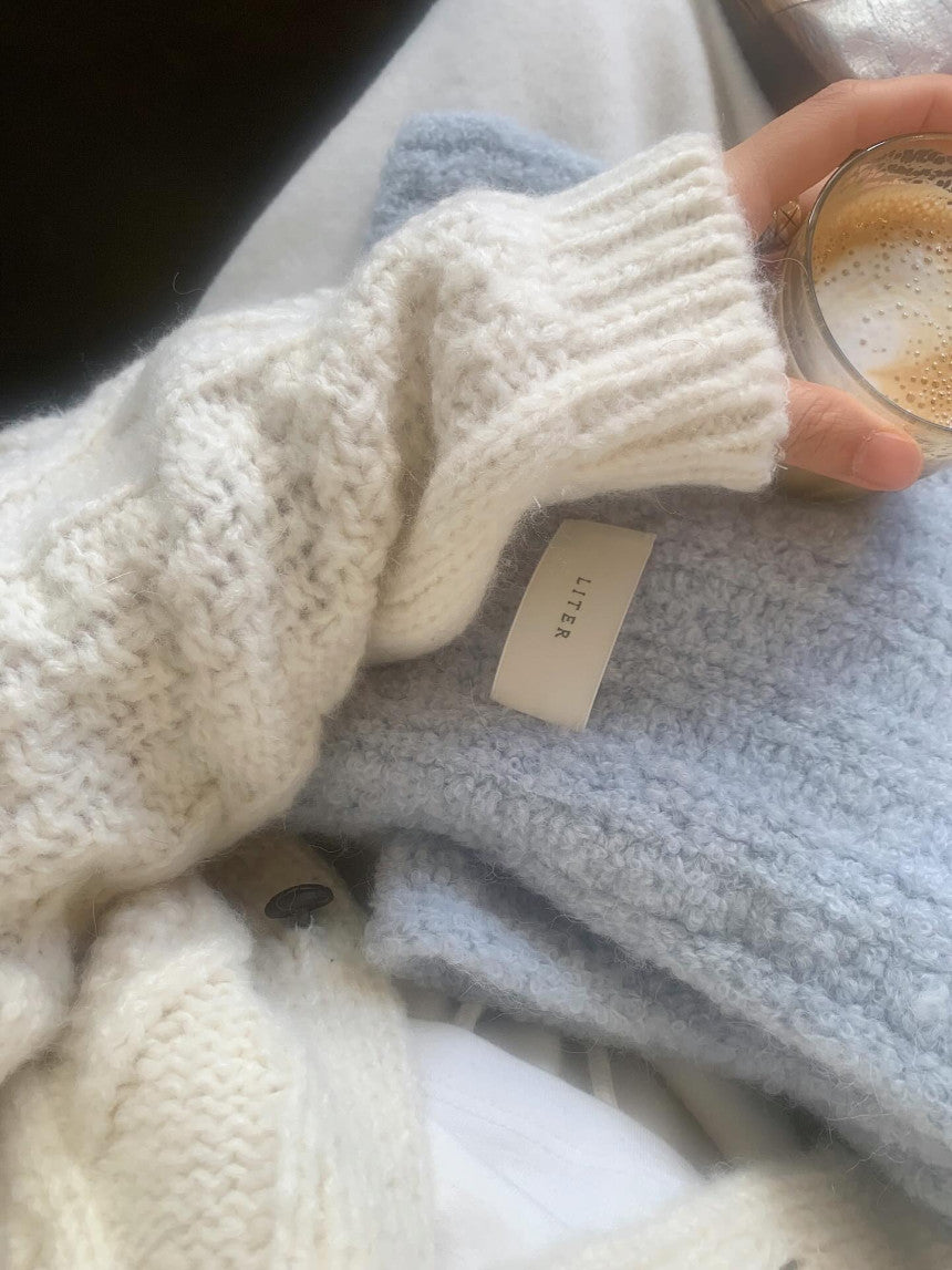 liter house wool cable cardigan-2col