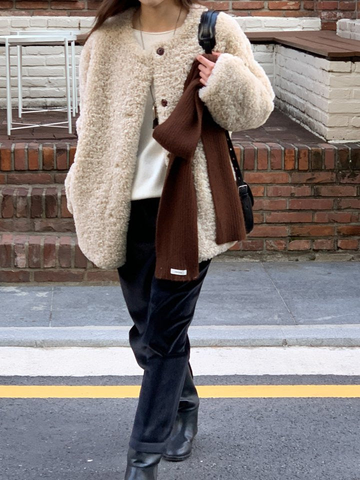 Lozan round neck fur jacket