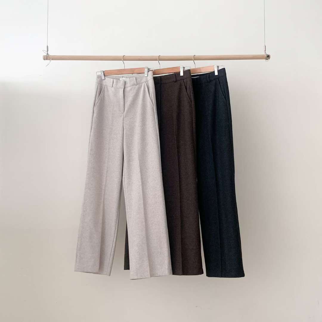 wool semi-wide slacks-3col/ショート丈あり