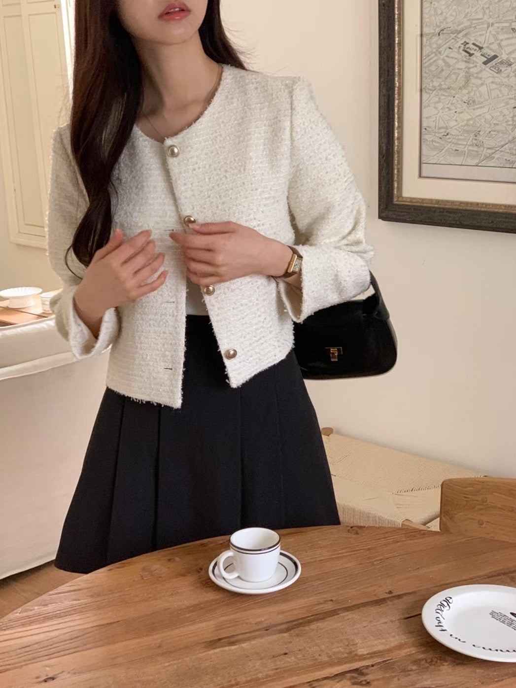 Hearts no collar tweed jacket