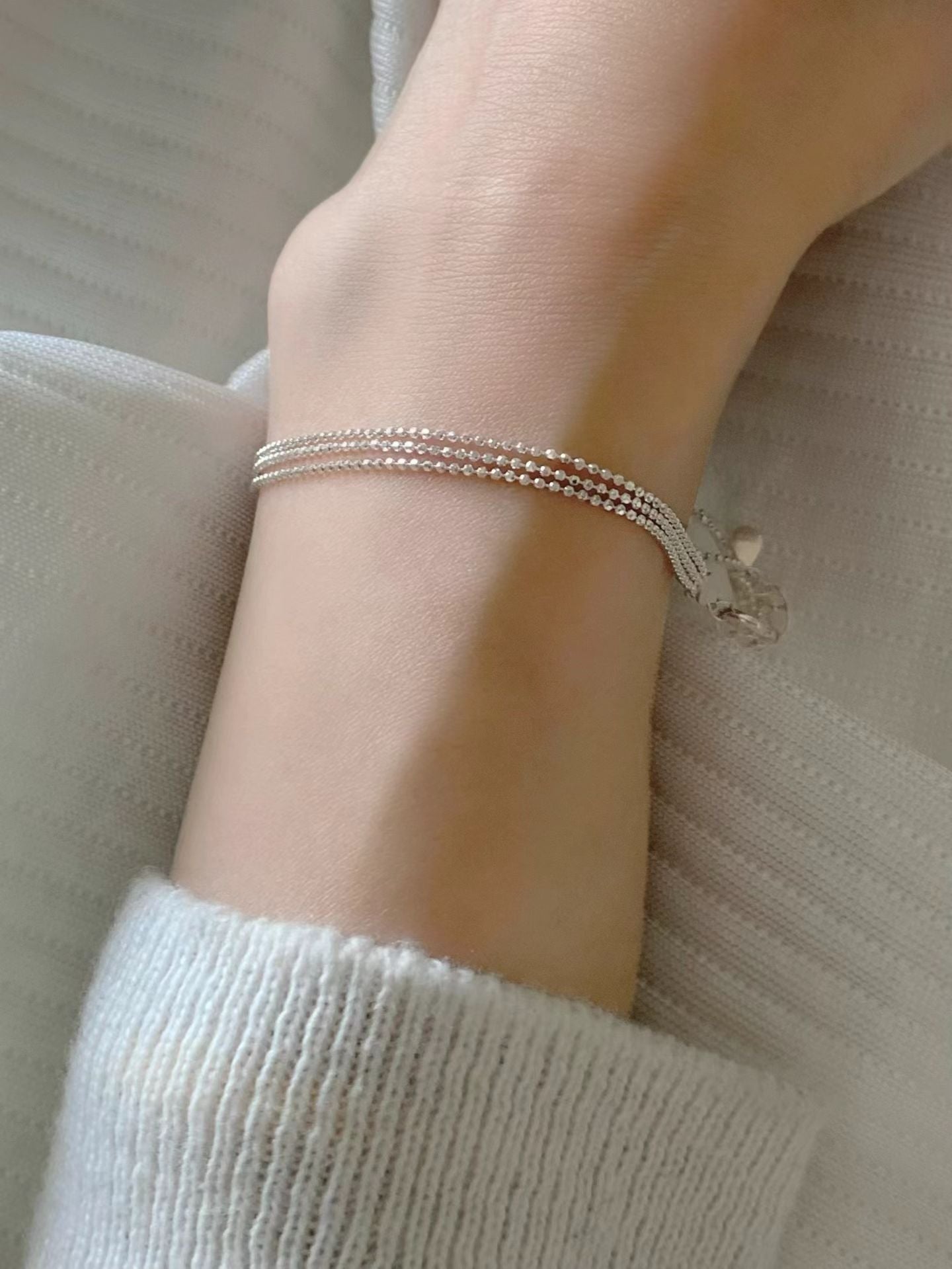 3 Silver Ball Layered Bracelet