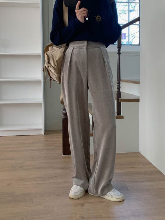 Soft corduroy wide slacks-3col/ショート丈あり