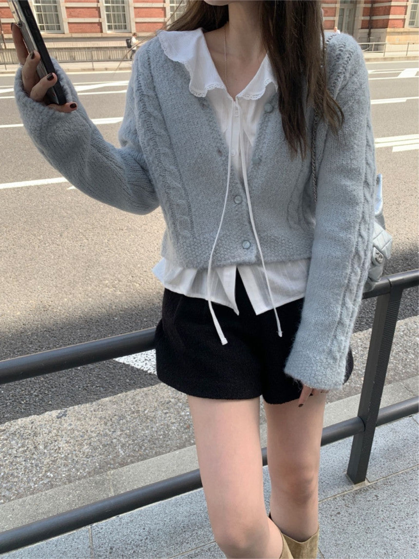 Powder cable cardigan-3col