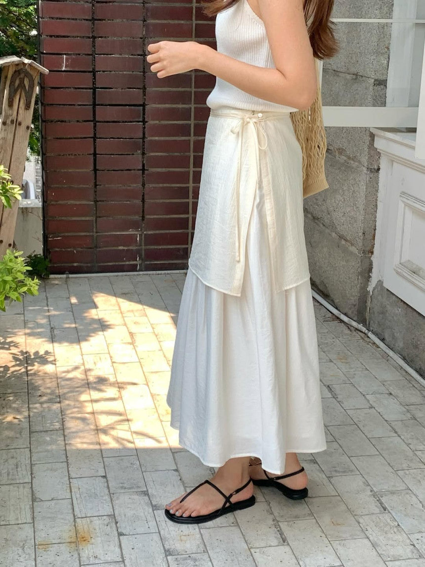 Butter rayered wrap skirt-3col