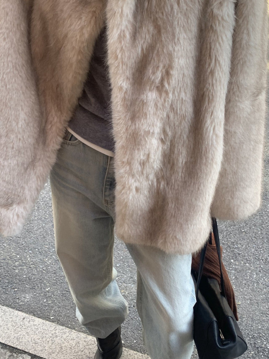 Birkin high neck linkning soft fur jacket