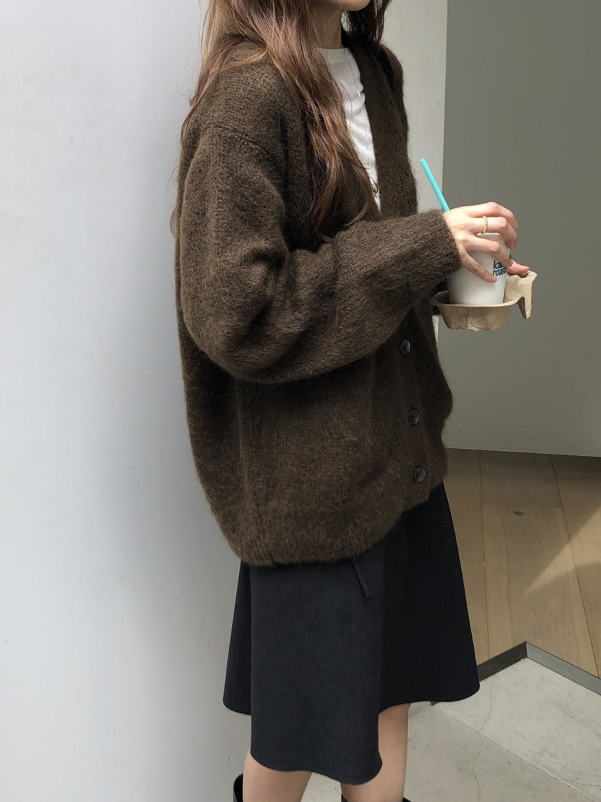 Amelie brushed mohair cardigan-2col