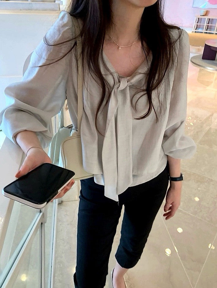 rose tie blouse-4col