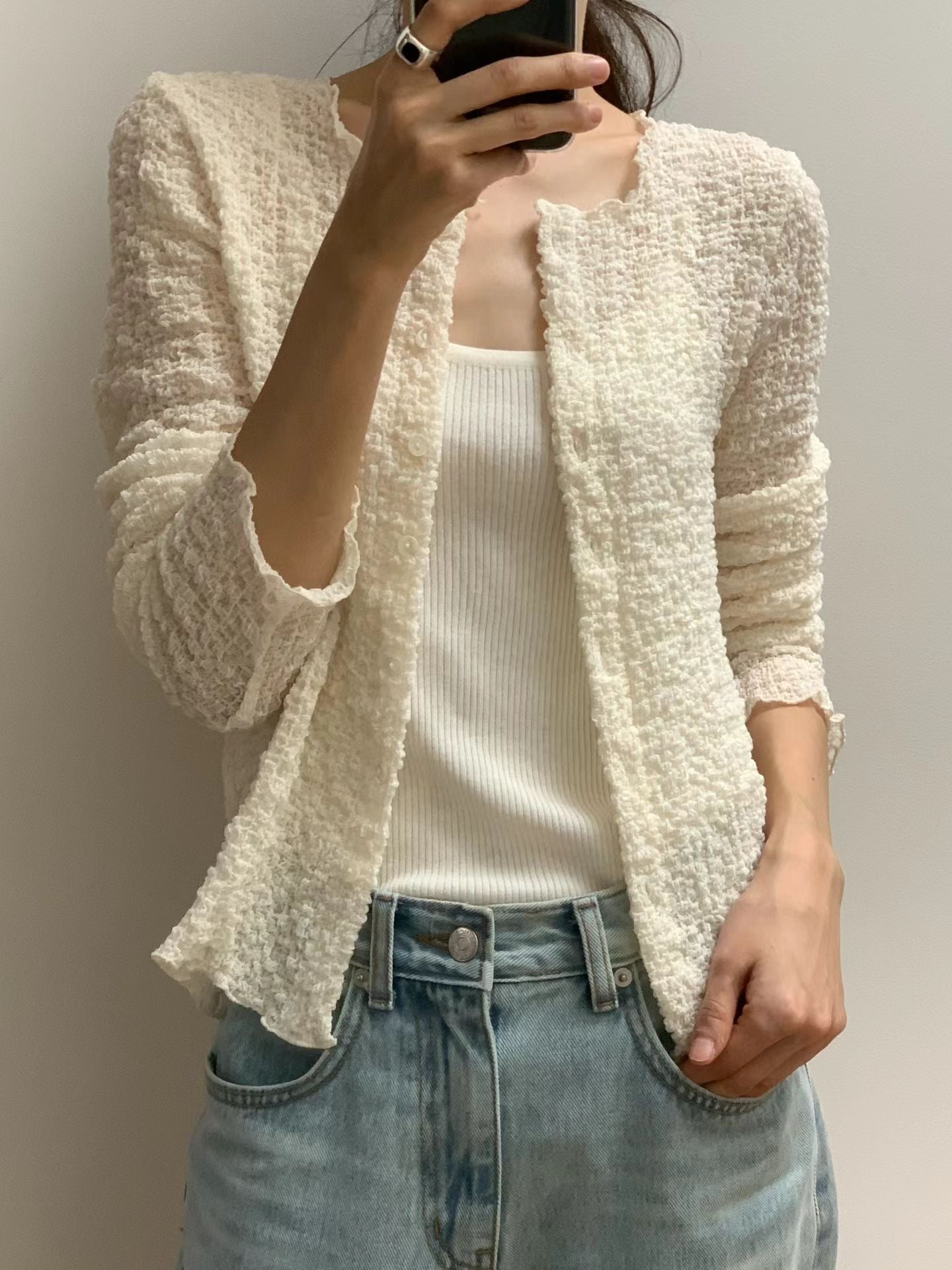 Ounce cloud wrinkle cardigan-3col