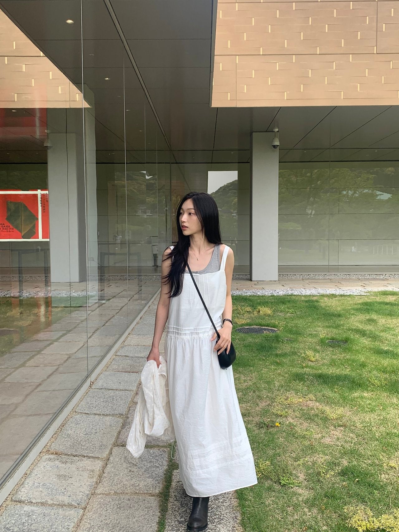 Flow pintuck lace long onepiece