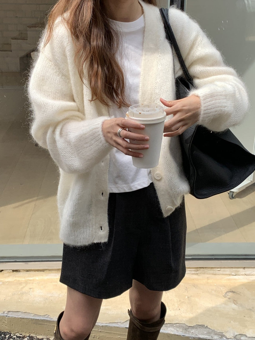 Amelie brushed mohair cardigan-2col