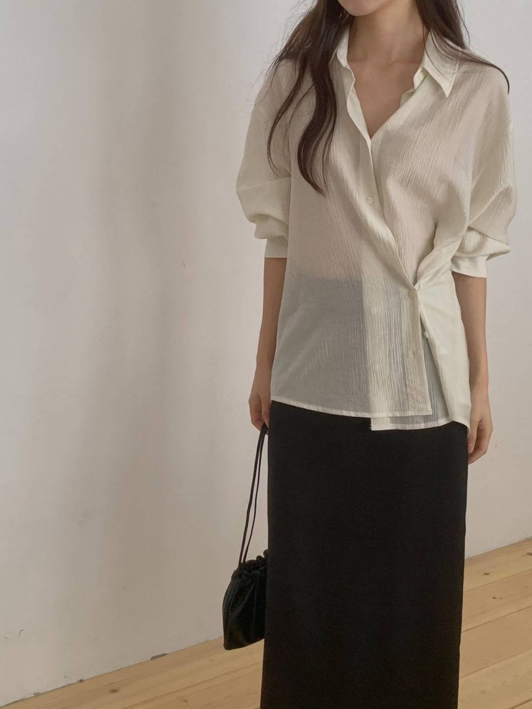 pleats 2way blouse-3col