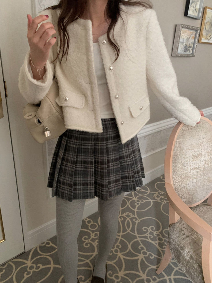 snug wool tweed jacket-2col