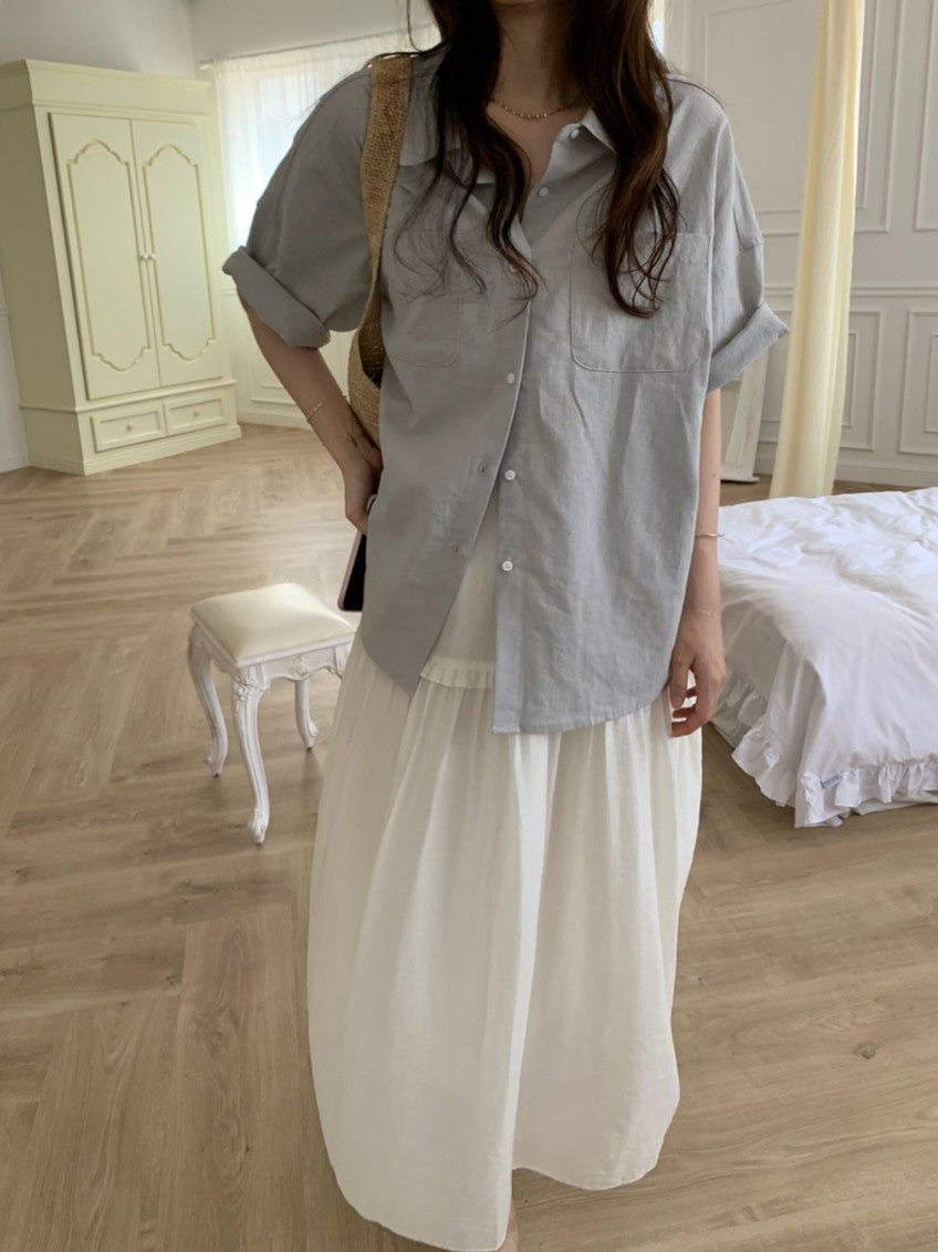 boy fit linen shirt-4col