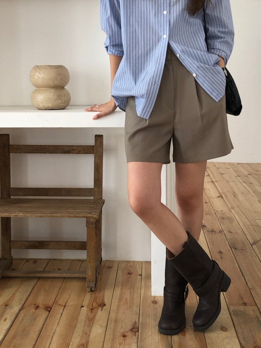 Noma pintuck half pants-2col