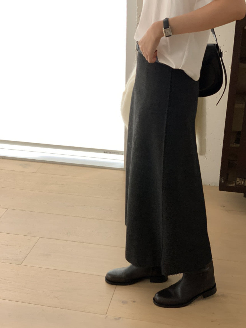 Mone wool flare skirt-2col