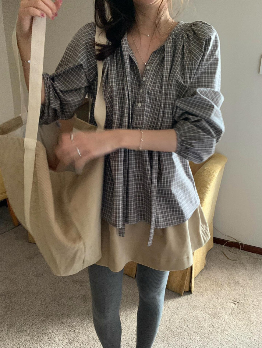 Venice check blouse-2col