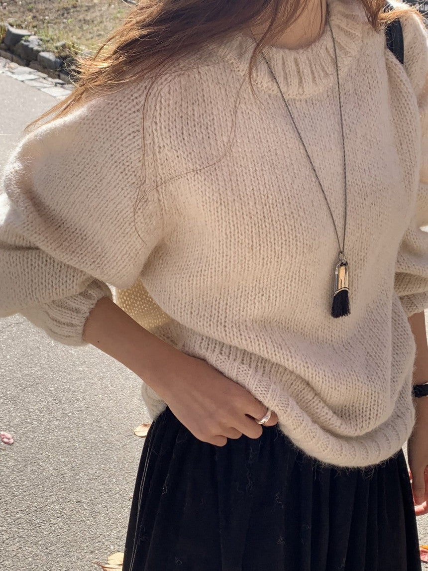 balloon alpaca oversize pullover knit-3col