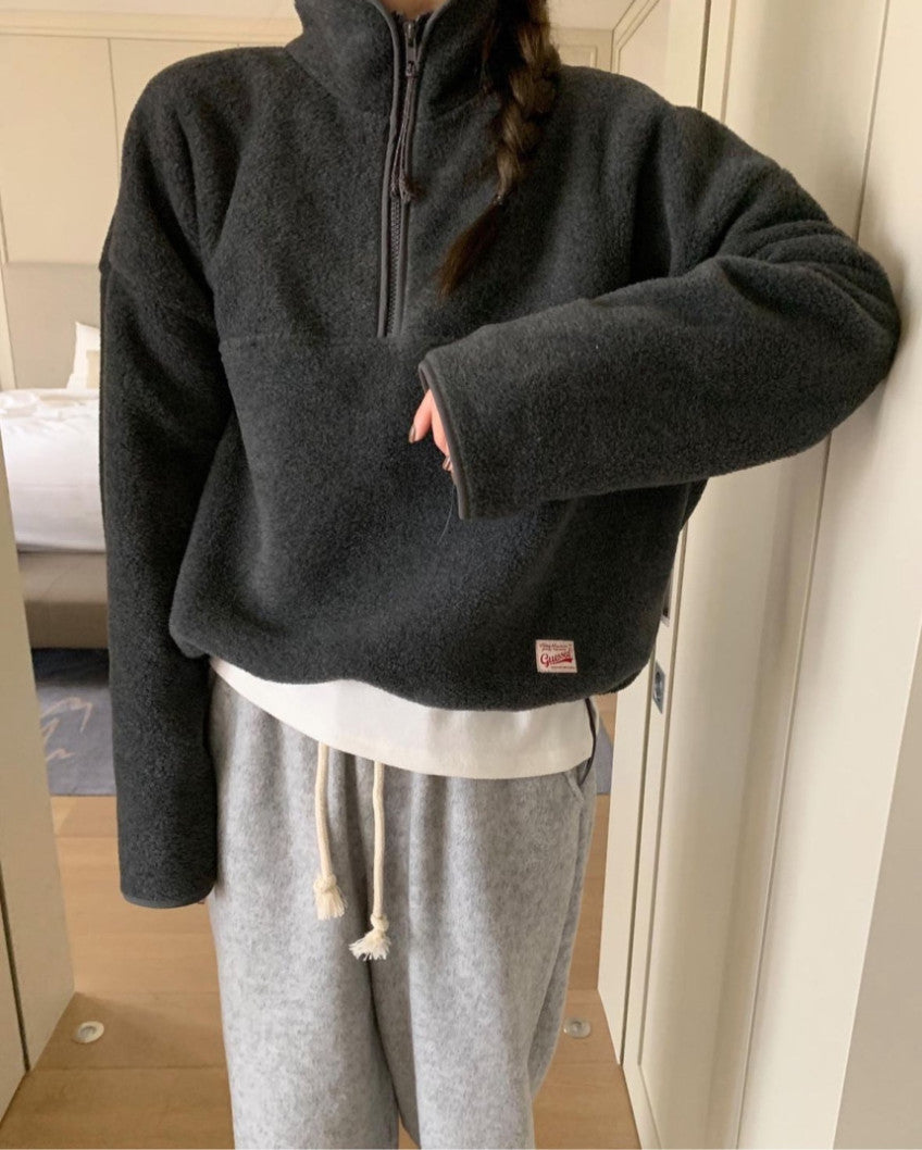 every fleece half zip up-5col