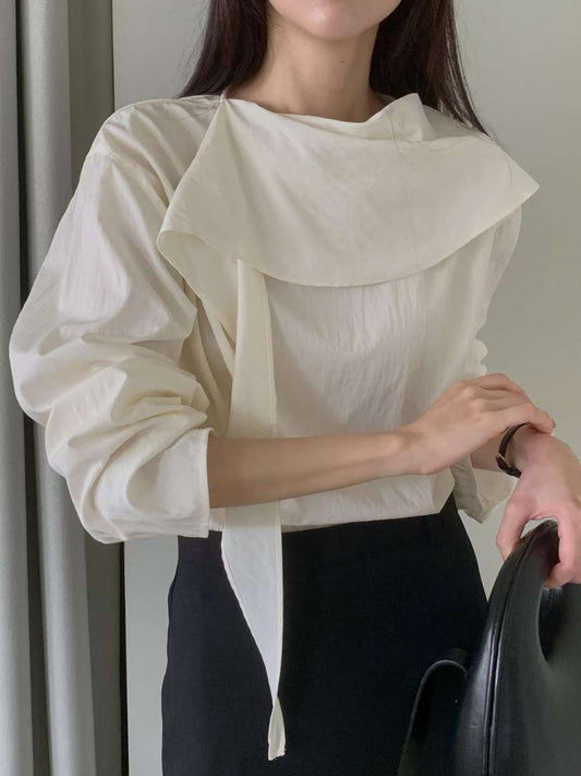 Cowl tie blouse-3col