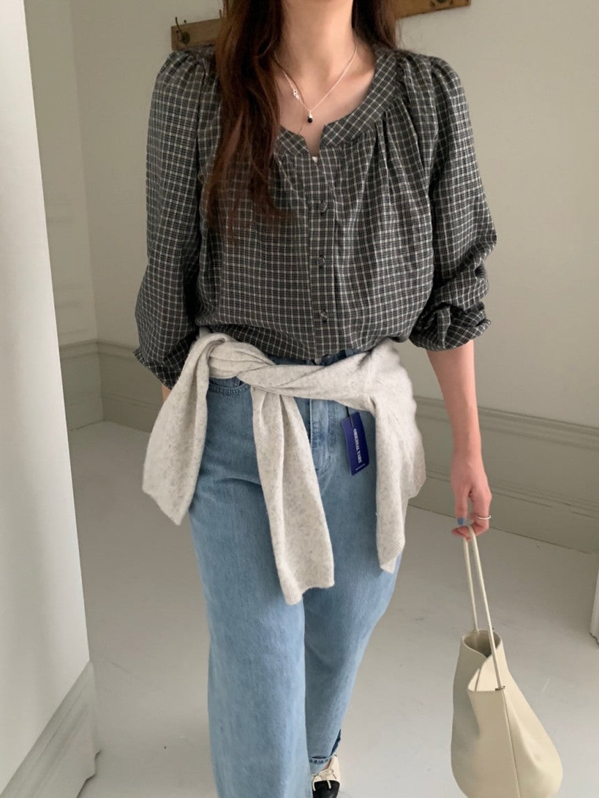 Lovty check blouse-2col