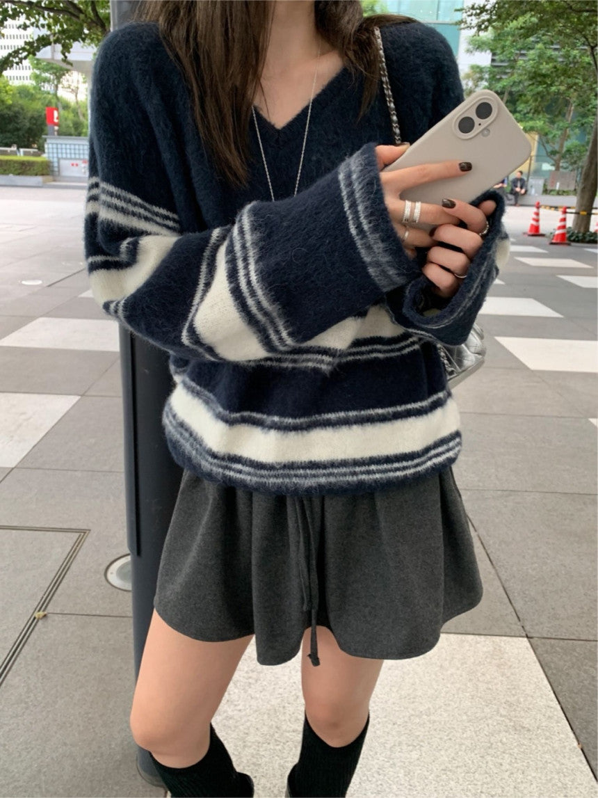 multi-v brush knit-2col