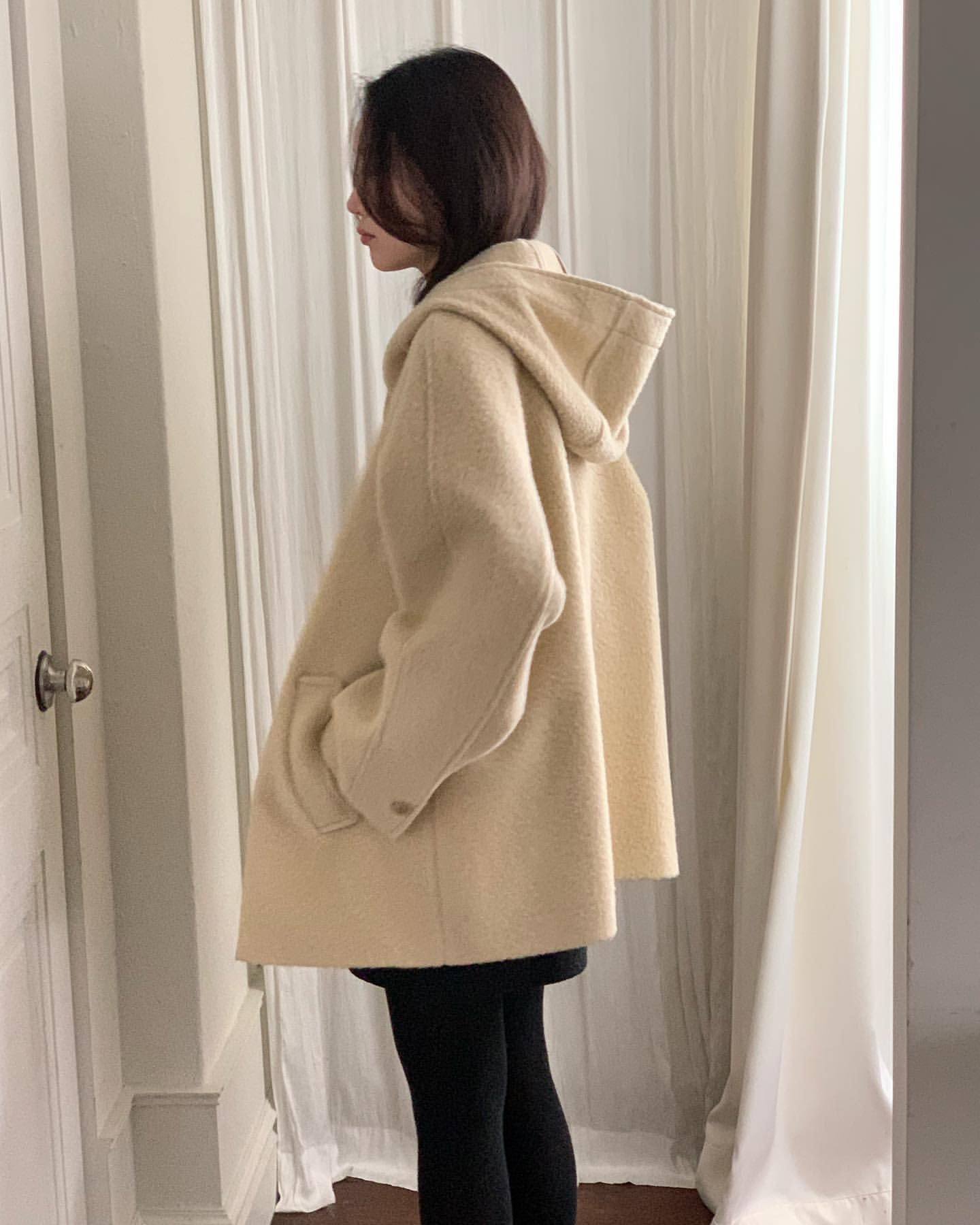 Mary hood coat-2col