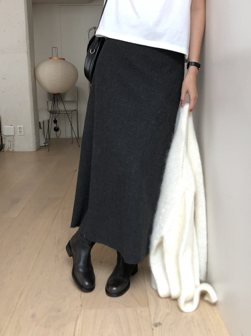 Mone wool flare skirt-2col