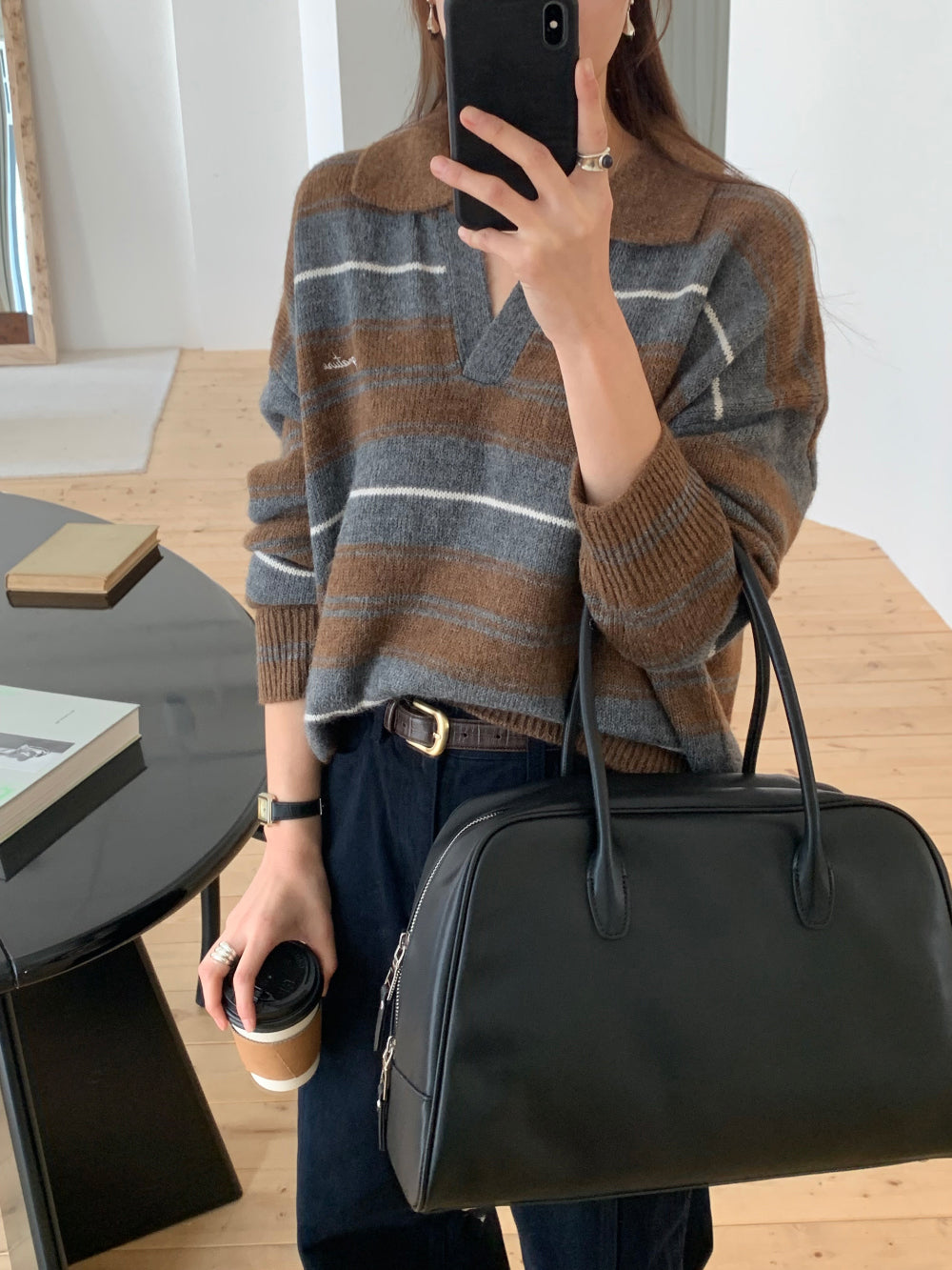 Swan s.t collar knit-2col