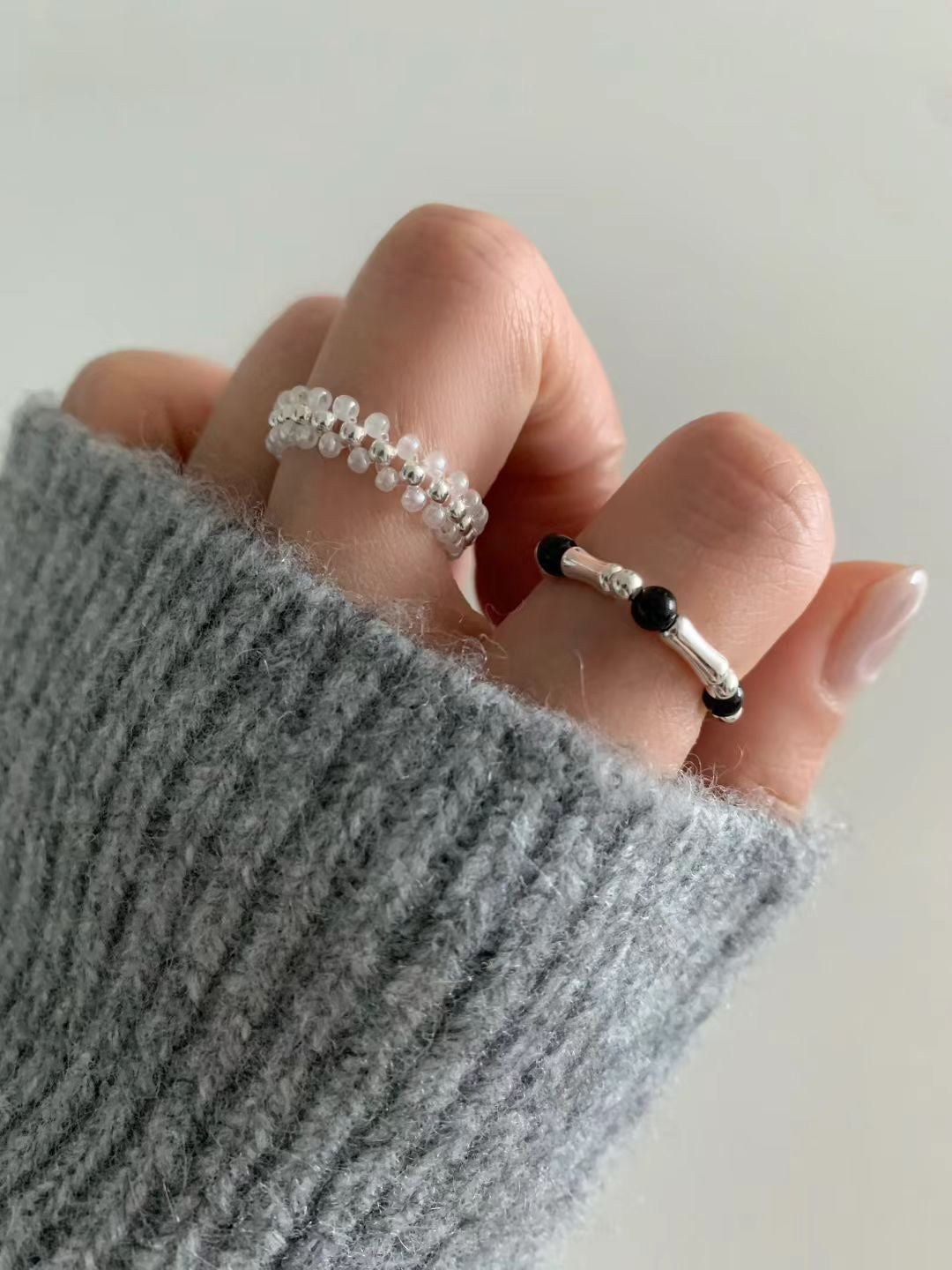 Pentagon Onyx Banding ring-2col